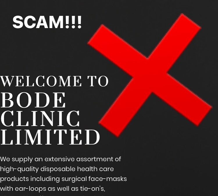 Scam -do not purchase from bodecliniclimited.com -this is NOT us!